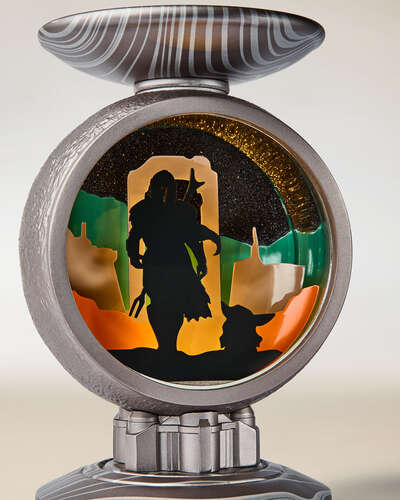 Porta vela pedestal iluminado Mandalorian