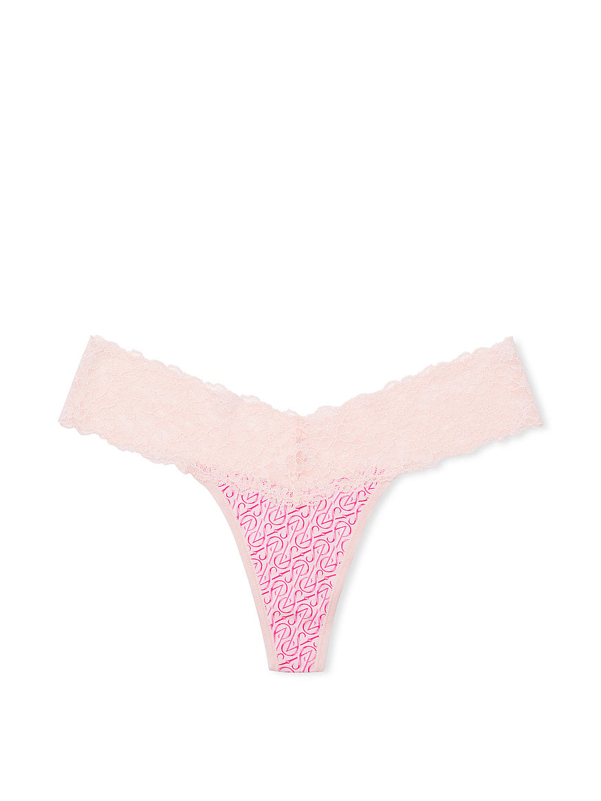 Tanga de algodón con cintura de encaje