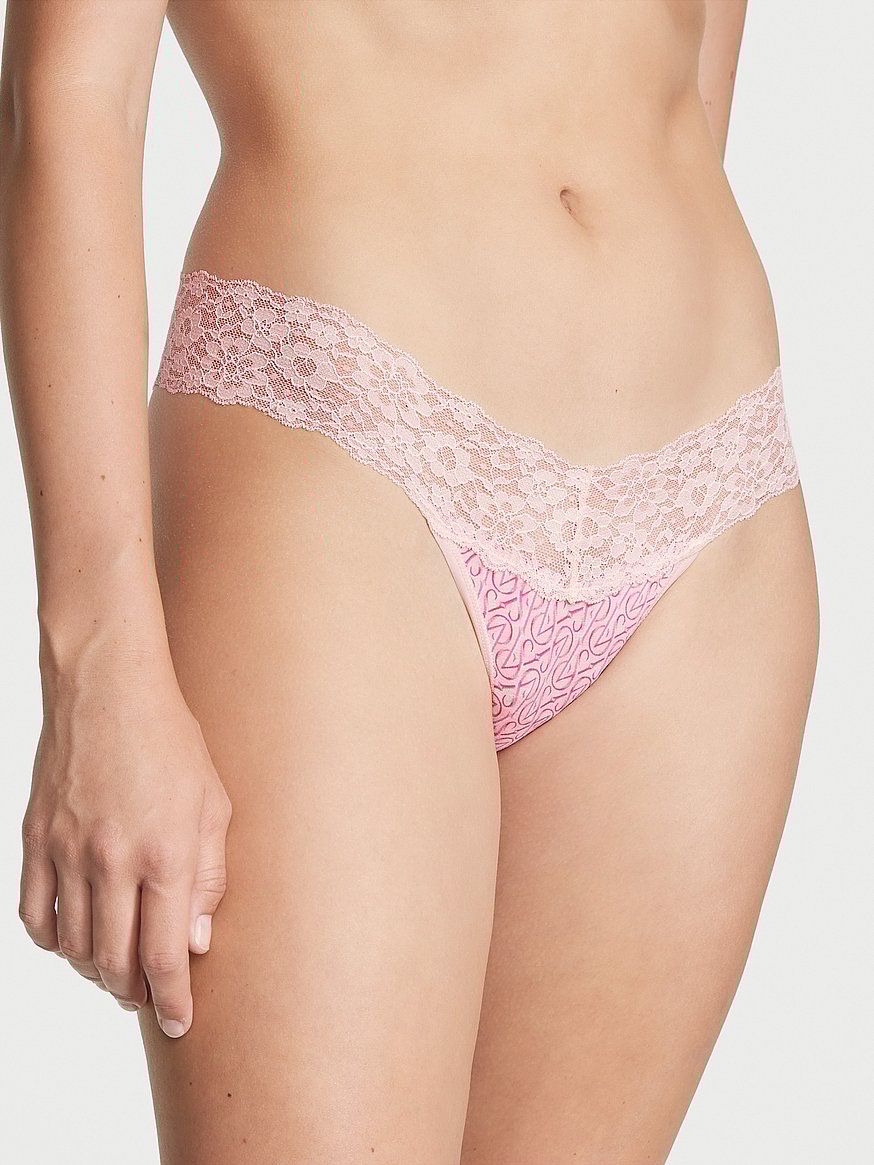 Tanga de algodón con cintura de encaje