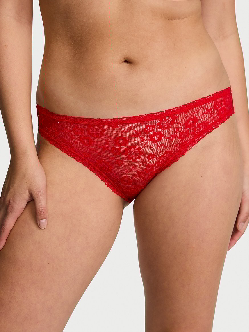Panti estilo bikini de encaje con lentejuelas Posey