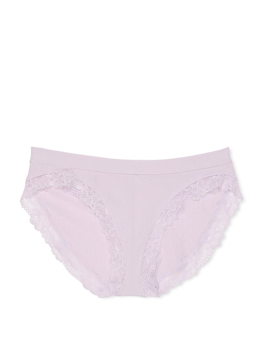 Panti estilo bikini con ribete de encaje sin costura