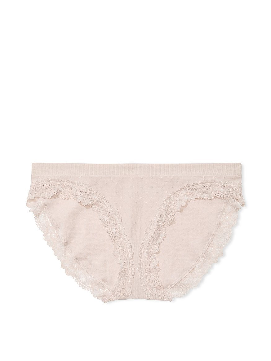 Panti estilo bikini con ribete de encaje sin costura