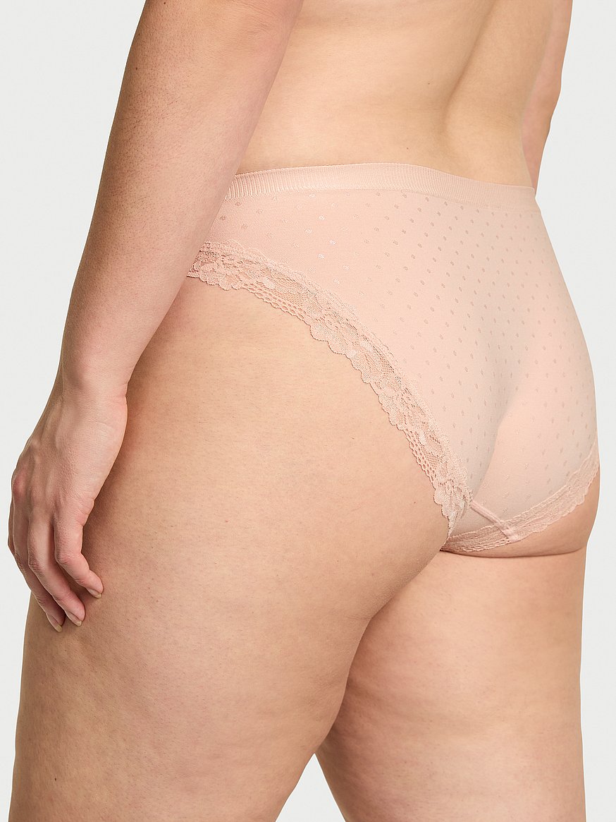 Panti estilo bikini con ribete de encaje sin costura