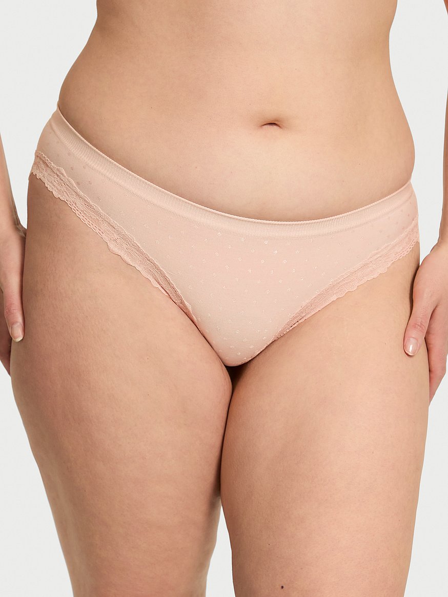 Panti estilo bikini con ribete de encaje sin costura