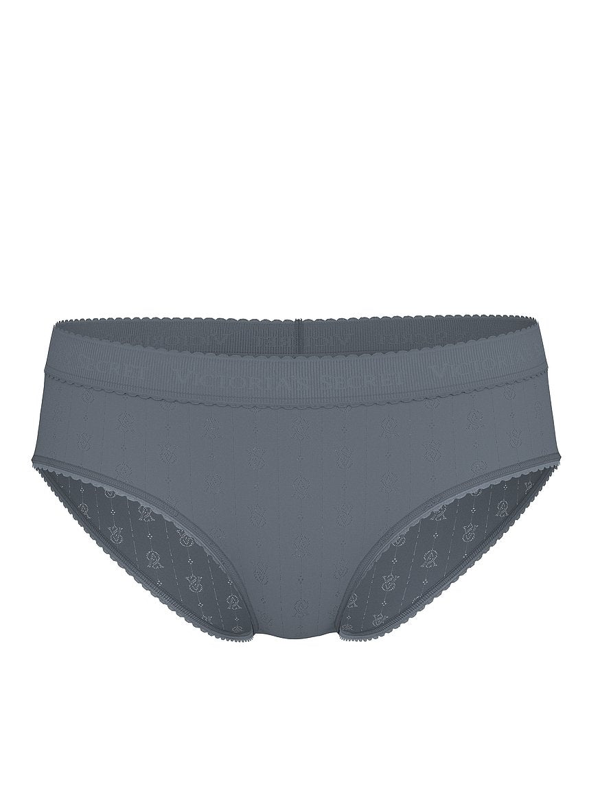 Panti estilo hiphugger con logo de punto pointelle