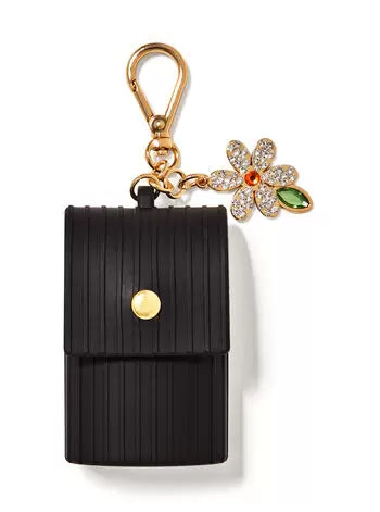 porta gel carterita negra flor blanca