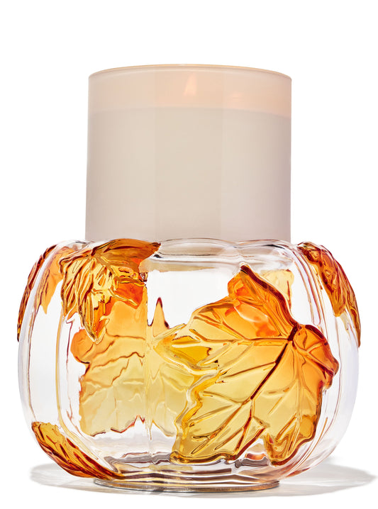 Porta vela calabaza de hojas