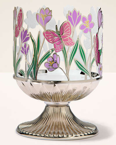 Porta vela flores y mariposas