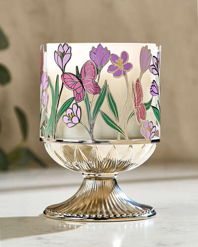 Porta vela flores y mariposas