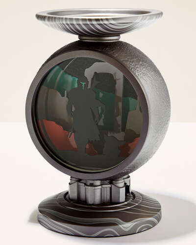 Porta vela pedestal iluminado Mandalorian