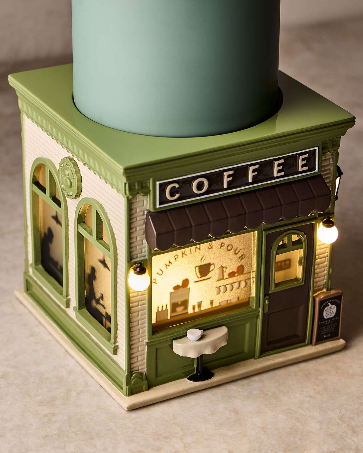 Porta vela pedestal cafetería/libreria
