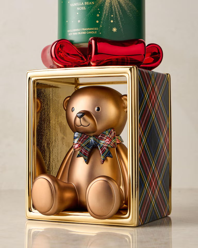 Porta vela Osito navideño