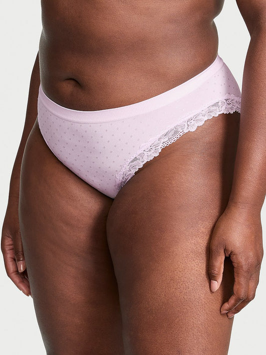 Panti estilo bikini con ribete de encaje sin costura