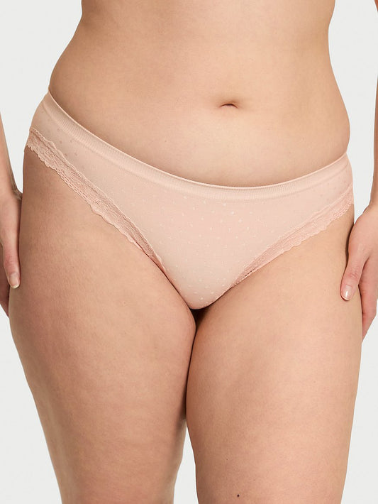 Panti estilo bikini con ribete de encaje sin costura
