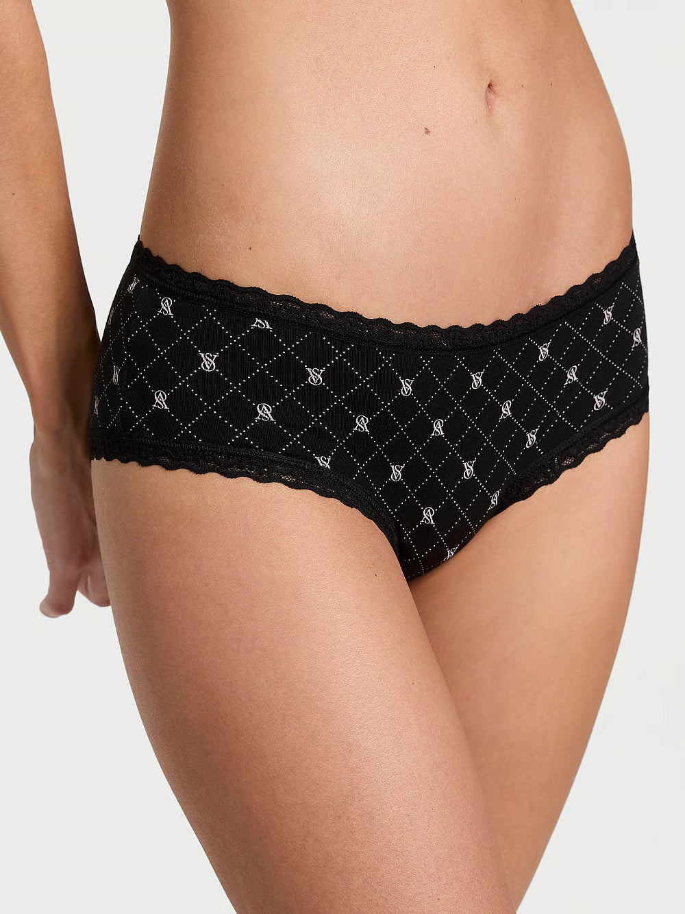 Panti cheeky de algodón con cintura de encaje