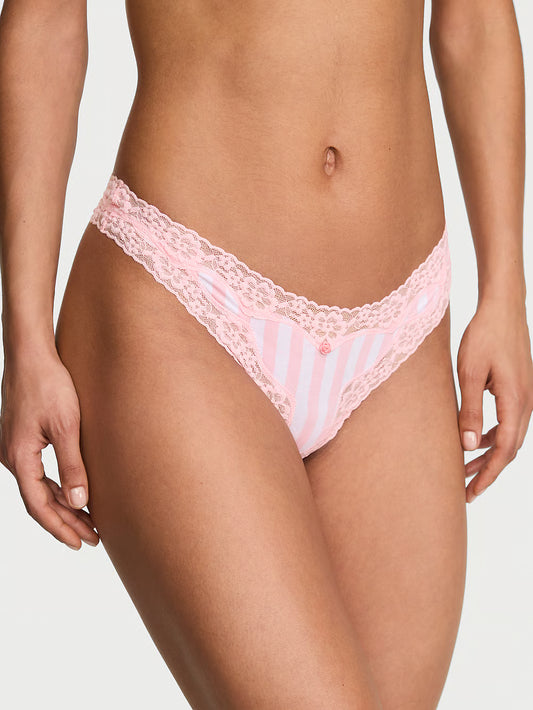 Panti colaless de algodón con cintura de encaje