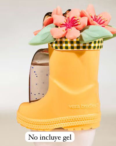 porta gel bota de lluvia con flores
