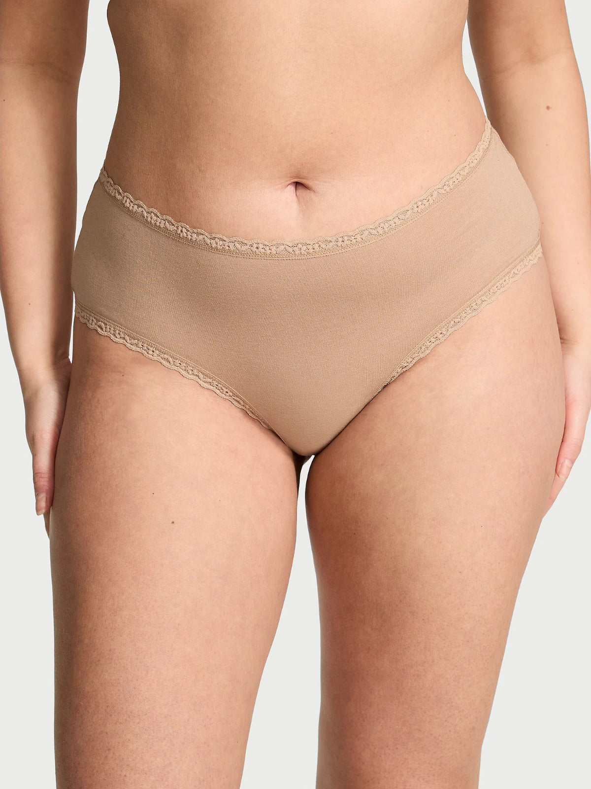 Panti cheeky de algodón con cintura de encaje