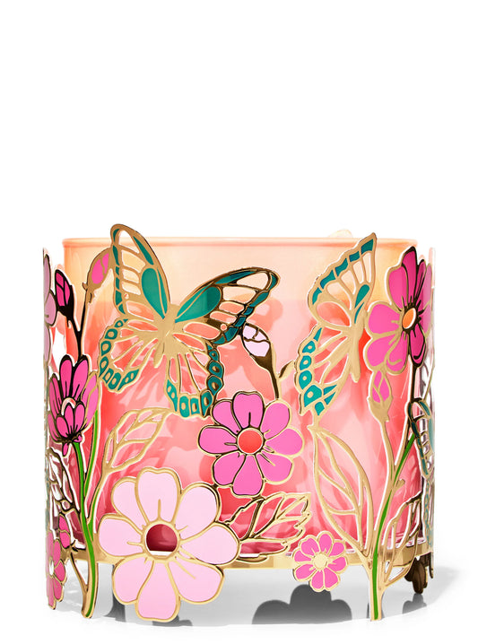 Porta vela flores y mariposas